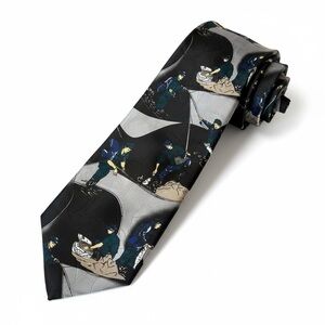 Vtg. American Sports Novelty Fishing Dark Green‎ Navy Necktie 3.5 inch Wide